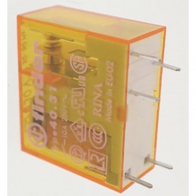 PCB relé FINDER  - při 250V 10A 1CO přípojka kolíky typ cívky 230VAC Rozteč 3,5mm