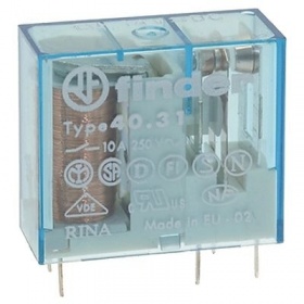 PCB relé FINDER  - při 250V 10A 1CO přípojka kolíky typ cívky Rozteč 3,5mm