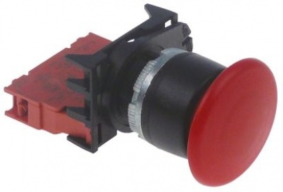 Hřibové tlačítko červený 1NC montážní rozměry ø22mm