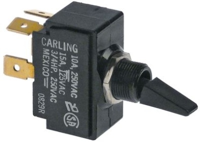 Páčkový přepínač 250V 2NO 10A závit M12 momentový ON-OFF Faston samec 6,3 mm
