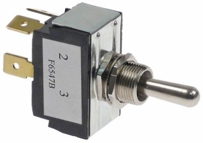Páčkový přepínač 250V 2NO 15A závit M12x0,75 ON-OFF F6,3