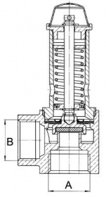 Bezpečnostní ventil T1: 1/2″ T2: 1″ zahnuté