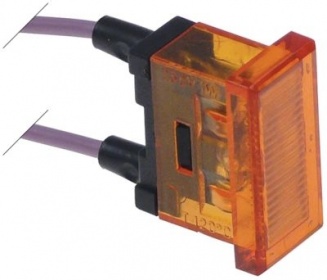 Kontrolka montážní rozměry 22x10mm 230V žlutý přípojka kabel 250 mm odolnost vůči teplotám 120°C