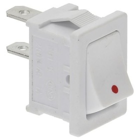 Kolébkový přepínač 250V 1A montážní rozměry 19x13mm bílý