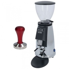 Coffee grinder model M2E Domus CHROME 220 W 220/230V 50/60Hz with red coffee presser H 152 mm